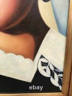 Carré Peinture Huile sur Toile Tamara De Lempicka Cadre en Bois 90 x 71