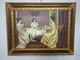 Carré Scène Dame Nobles Peinture Huile Sur Toile Cadre En Bois Italien 69x89 Cm
