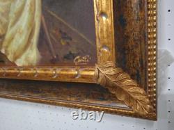 Carré Scène Dame Nobles Peinture Huile sur Toile Cadre en Bois Italien 69x89 CM