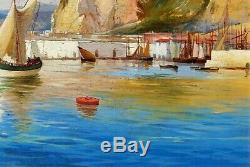 Cesare FERRI, paysage, mer, Nice, port, bateau, tableau, marine, Côte d'Azur