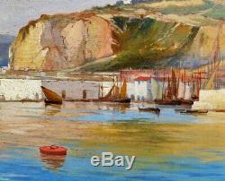 Cesare FERRI, paysage, mer, Nice, port, bateau, tableau, marine, Côte d'Azur