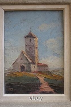 Chapelle de Querqueville (50). A. Pélissier. Huile sur bois. 1930. Cherbourg