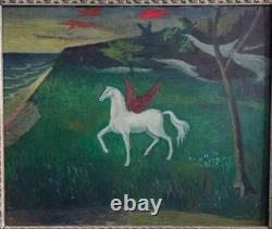 Charles Bétrémieux Pégase Huile sur bois datée 1944 n Lhote Debiève Pignon