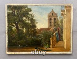 Charles Joseph A. LECOINTE, élégantes dans un parc, tableau ancien signé