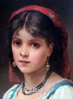 Charles SCHREIBER portrait femme, France Italie, Napolitaine, peinture, tableau