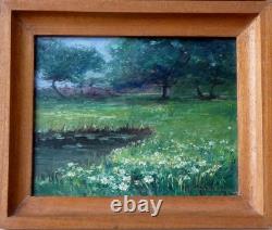 Charmantes Peintures Impressionnistes 1920 Paysages Printaniers Signature