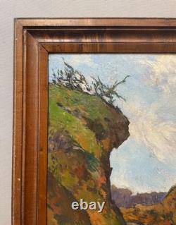 Chemin, huile sur panneau, signature à identifier, tableau ancien, peinture