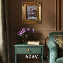 Chutes de Neige Paysage Hivernal Vieille Paysage Urbain Italien Peinture à Huile