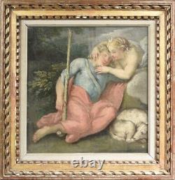 Circa 1700 Huile sur toile école italienne XVIIIe Mythologie baroque cadre bois