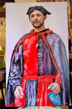 Claude Ganiage Portrait d'un Homme Brésilien Costumé Folia De Reis Huile/ Toile