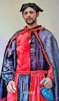 Claude Ganiage Portrait d'un Homme Brésilien Costumé Folia De Reis Huile/ Toile