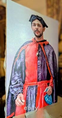 Claude Ganiage Portrait d'un Homme Brésilien Costumé Folia De Reis Huile/ Toile