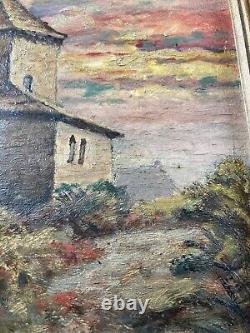 Clery Pierpont (1848-1931) Huile sur bois Église France 1924