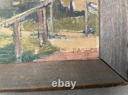 Clocher en Bourgogne, tableau signé Pastre (19)39, peinture, XXe