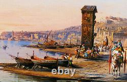 Consalvo CARELLI peintre napolitain tableau italien vue Baie Naples Italie huile