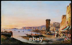 Consalvo CARELLI peintre napolitain tableau italien vue Baie Naples Italie huile