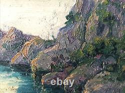Cote Rocheuse /bord de Mer Huile sur Bois signée J. Guedon