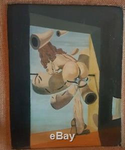 DALI Huile sur panneau d'un tableau de 1954 de Salvador DALI. Surréalisme DADA