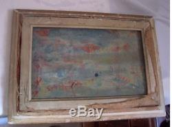 DEAUVILLE plage 1900 peinture signée HUILE sur toile ART NOUVEAU cadre BOIS
