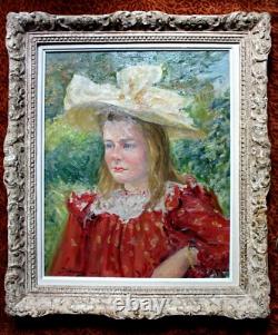 DEZAUNAY Emile Alfred (1854-1938) Jeune femme au chapeau Huile sur toile
