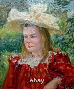 DEZAUNAY Emile Alfred (1854-1938) Jeune femme au chapeau Huile sur toile