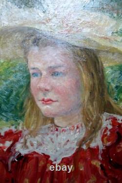 DEZAUNAY Emile Alfred (1854-1938) Jeune femme au chapeau Huile sur toile