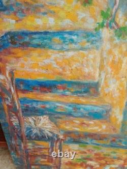 David Mezino In The Garden Huile Sur Planche De Bois 1992 48.5/40cm