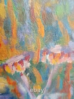 David Mezino In The Garden Huile Sur Planche De Bois 1992 48.5/40cm