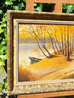 ÉTIENNE BUFFET. Paysage D'automne. Peinture huile sur Panneau bois