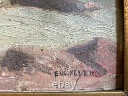 EUGÈNE FEYEN RARE HUILE SUR BOIS Usine et église BONSECOURS NANCY LORRAINE