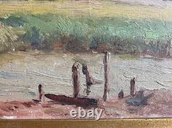 EUGÈNE FEYEN RARE HUILE SUR BOIS Usine et église BONSECOURS NANCY LORRAINE