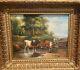 E. Boudin. Paysage AnimÉ Vaches. Peinture Huile Sur Panneau De Bois