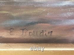 E. BOUDIN. Paysage ANIMÉ Vaches. Peinture huile sur panneau de bois