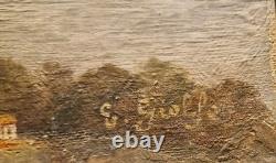 E. Giolfo (actif fin XIX? S.) Paysage lacustre italien Huile sur bois signée
