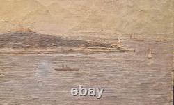 E. Giolfo (actif fin XIX? S.) Paysage lacustre italien Huile sur bois signée