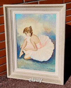 E. JANTET. Danseuse de Ballet. Peinture huile sur panneau de bois signé