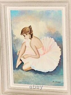 E. JANTET. Danseuse de Ballet. Peinture huile sur panneau de bois signé