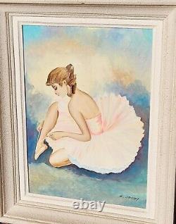 E. JANTET. Danseuse de Ballet. Peinture huile sur panneau de bois signé