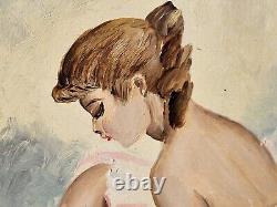 E. JANTET. Danseuse de Ballet. Peinture huile sur panneau de bois signé