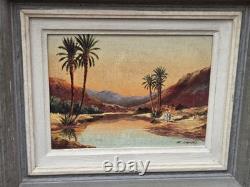 E. JANTET. Paysage Animé. Peinture huile sur panneau de bois signée