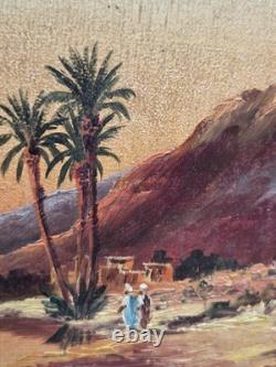 E. JANTET. Paysage Animé. Peinture huile sur panneau de bois signée