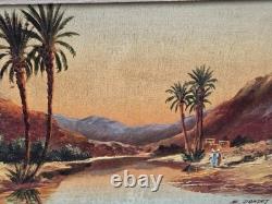 E. JANTET. Paysage Animé. Peinture huile sur panneau de bois signée