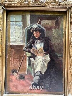 Ecole Française Impressionniste Femme De Chambre à La Lecture, Circa 1890