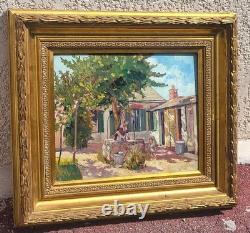 Ecole Française. Scène de Vie Rurale. 1923. Peinture huile sur panneau de bois