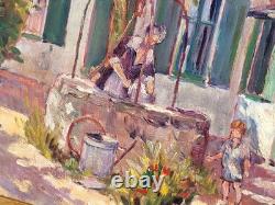 Ecole Française. Scène de Vie Rurale. 1923. Peinture huile sur panneau de bois