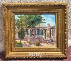 Ecole Française. Scène de Vie Rurale. 1923. Peinture huile sur panneau de bois