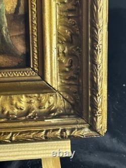 Ecole Française XIXè Huile sur carton Paysage automnale sous bois 1870