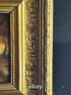 Ecole Française XIXè Huile sur carton Paysage automnale sous bois 1870