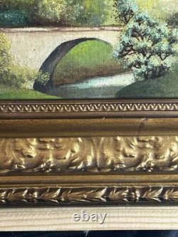 Ecole Française XIXè Huile sur carton Paysage de sous bois Rivière 1880