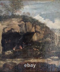 Ecole XVIII° l'abri des bergers Paysage d'Italie 29 x 41 cm